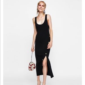Zara black dress with slit